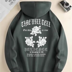 Men's new fashion hoodie, casual everyday drawstring hooded sweatshirt,